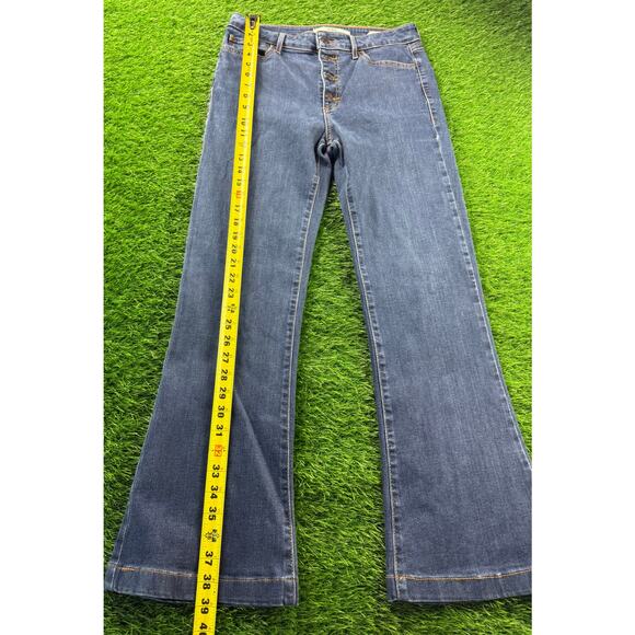 GUESS 1981 Flare Jeans Sz 30 Medium Wash Blue Button Fly Women Stretch Denim Y2K - Picture 6 of 11